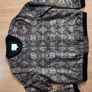 Jaime Brocade Zip Up Bomber Jacket In Regal Purple